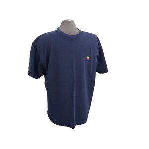 Apple T-Shirt Large Rainbow Embroidered Logo Blue Hot Line Campus Collection